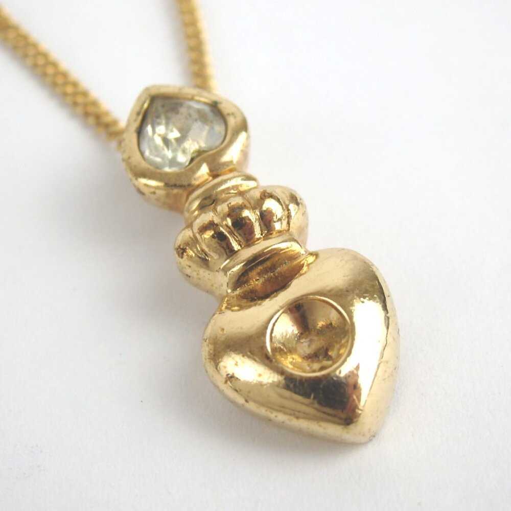 Authentic Christian Dior Heart Rhinestone Necklace metal [Used] - Picture 4 of 9